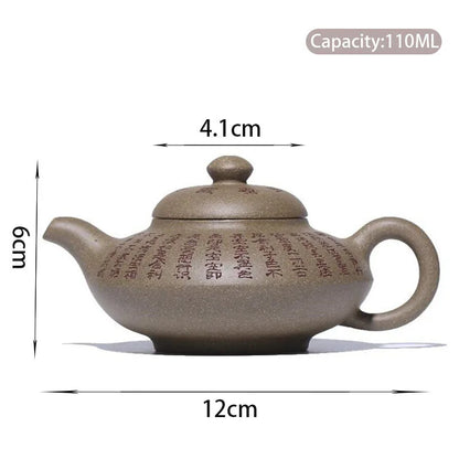 110ml Chinese Yixing Purple Clay Teapot Master Hand-carved Heart Sutra Tea Pot Raw Ore Duan Mud Handmade Kettle Zisha Tea Set