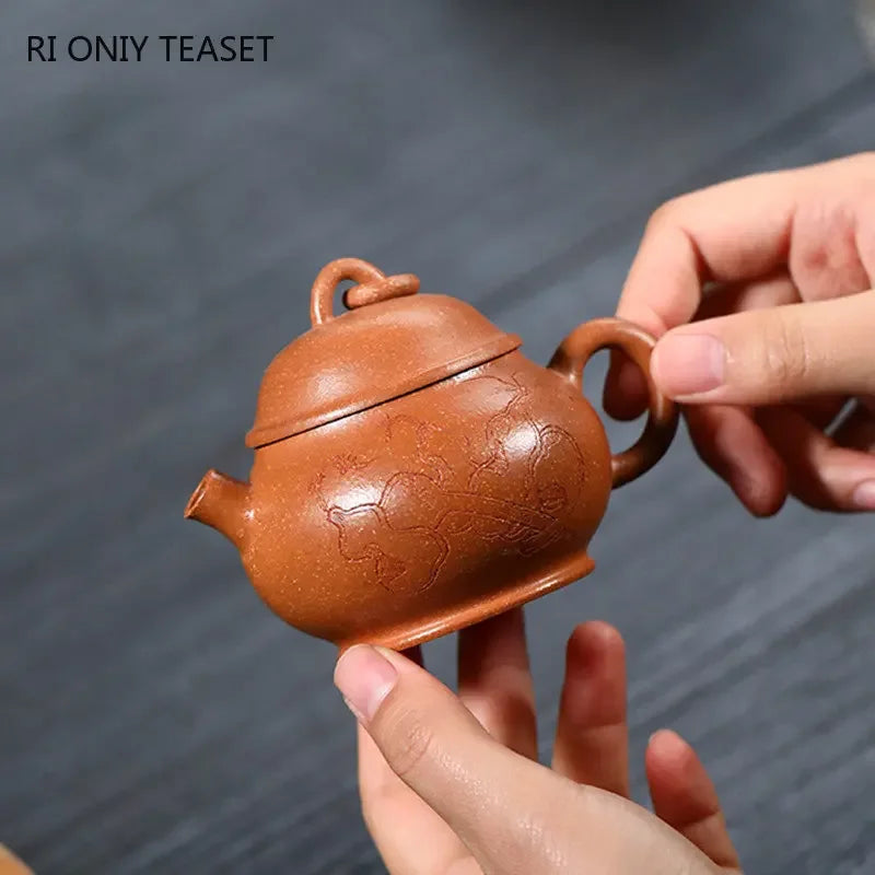 110ml Chinese Yixing Purple Clay Teapots Famous Artists Handmade Small Capacity Tea Pot Kettle High-end Zisha Tea Set Collection