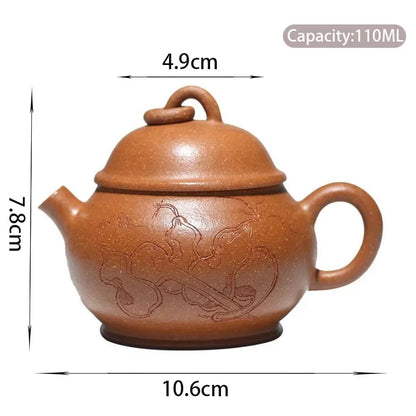 110ml Chinese Yixing Purple Clay Teapots Famous Artists Handmade Small Capacity Tea Pot Kettle High-end Zisha Tea Set Collection