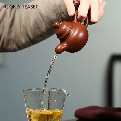 110ml Chinese Yixing Purple Clay Teapots Famous Artists Handmade Small Capacity Tea Pot Raw Ore Dahongpao Kettle Zisha Tea Set