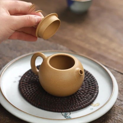 110ml Chinese Yixing Purple Clay Teapots Famous Artists Handmade Xi Shi Tea Pot Raw Ore Section Mud Kettle Zisha Tea Set