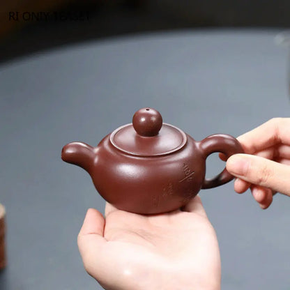 110ml Chinese Yixing Purple Clay Teapots Handmade Small Capacity Tea Pot Raw Ore Dragon Blood Sand Kettle High-end Zisha Tea Set