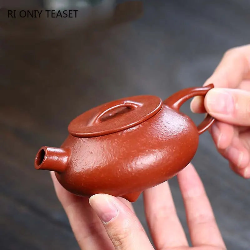 110ml Chinese Yixing Raw Ore Purple Clay Teapots Small Capacity Handmade Stone Scoop Tea Pot Kettle High-end Zisha Tea Set