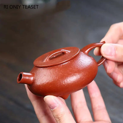 110ml Chinese Yixing Raw Ore Purple Clay Teapots Small Capacity Handmade Stone Scoop Tea Pot Kettle High-end Zisha Tea Set