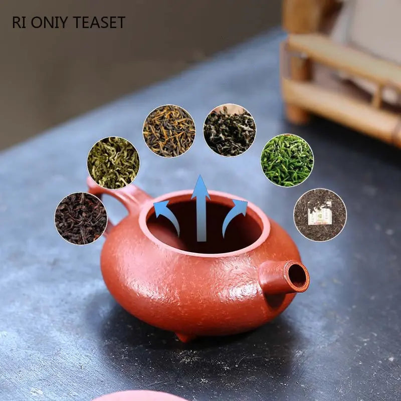 110ml Chinese Yixing Raw Ore Purple Clay Teapots Small Capacity Handmade Stone Scoop Tea Pot Kettle High-end Zisha Tea Set