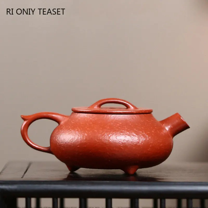 110ml Chinese Yixing Raw Ore Purple Clay Teapots Small Capacity Handmade Stone Scoop Tea Pot Kettle High-end Zisha Tea Set