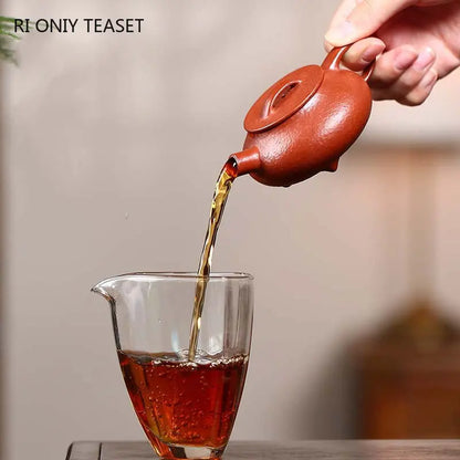 110ml Chinese Yixing Raw Ore Purple Clay Teapots Small Capacity Handmade Stone Scoop Tea Pot Kettle High-end Zisha Tea Set