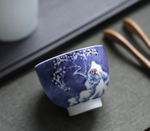 110ml Chinese master tea cup ceramic kungfu tea cups handpainted blue-and-white porcelain cup of tea under glazed teacups new
