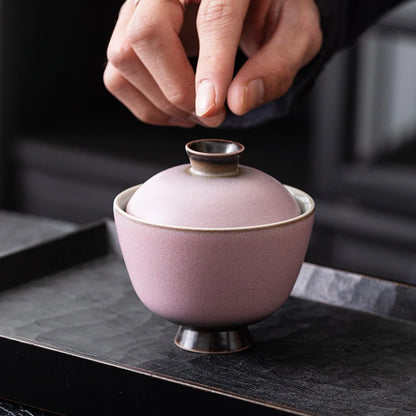110ml Kiln Change Powder Hand Grab Gaiwan Vintage Tea Lid Set Tea Tureen Household Tea Maker Cover Bowl Tea Items Accessories
