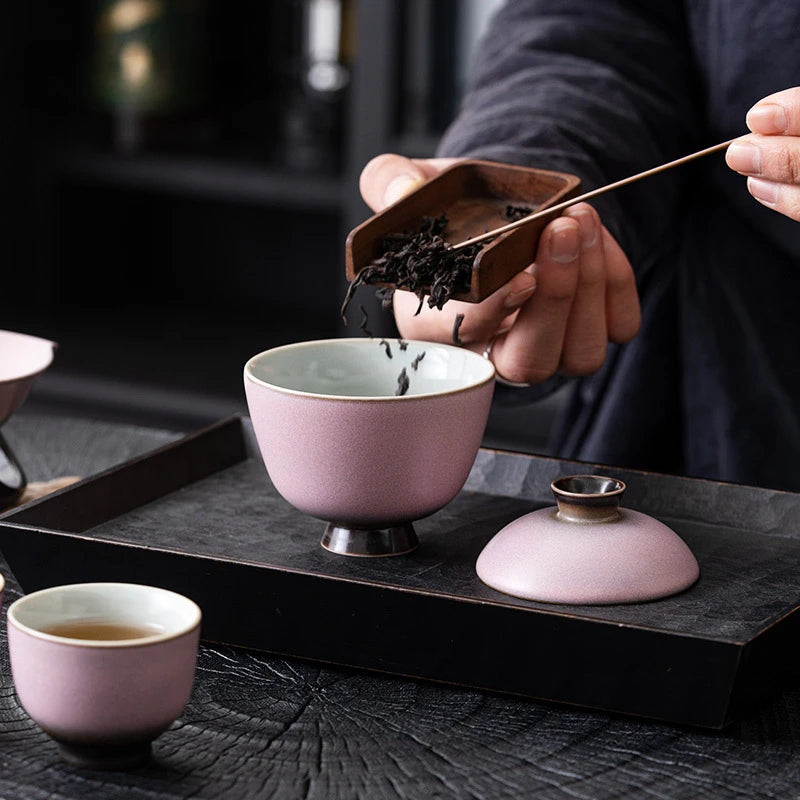 110ml Kiln Change Powder Hand Grab Gaiwan Vintage Tea Lid Set Tea Tureen Household Tea Maker Cover Bowl Tea Items Accessories