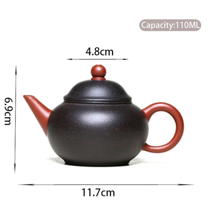 110ml Small Capacity Yixing Purple Clay Teapots Handmade Tea Pot Raw Ore Black Gold Purple Sand Kettle Chinese Zisha Tea Set