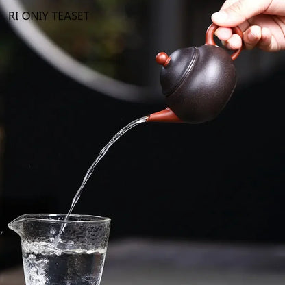 110ml Small Capacity Yixing Purple Clay Teapots Handmade Tea Pot Raw Ore Black Gold Purple Sand Kettle Chinese Zisha Tea Set
