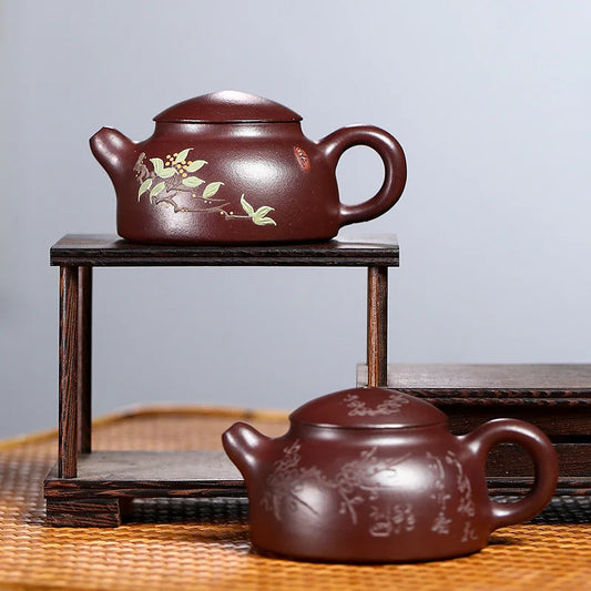 110ml Yixing Purple Clay Teapot Master Hand Carved  Xishi Tea Pot Ball Hole Filter Kettle Chinese Authentic Zisha Tea Set