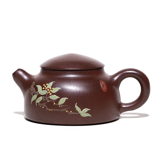 110ml Yixing Purple Clay Teapot Master Hand Carved  Xishi Tea Pot Ball Hole Filter Kettle Chinese Authentic Zisha Tea Set