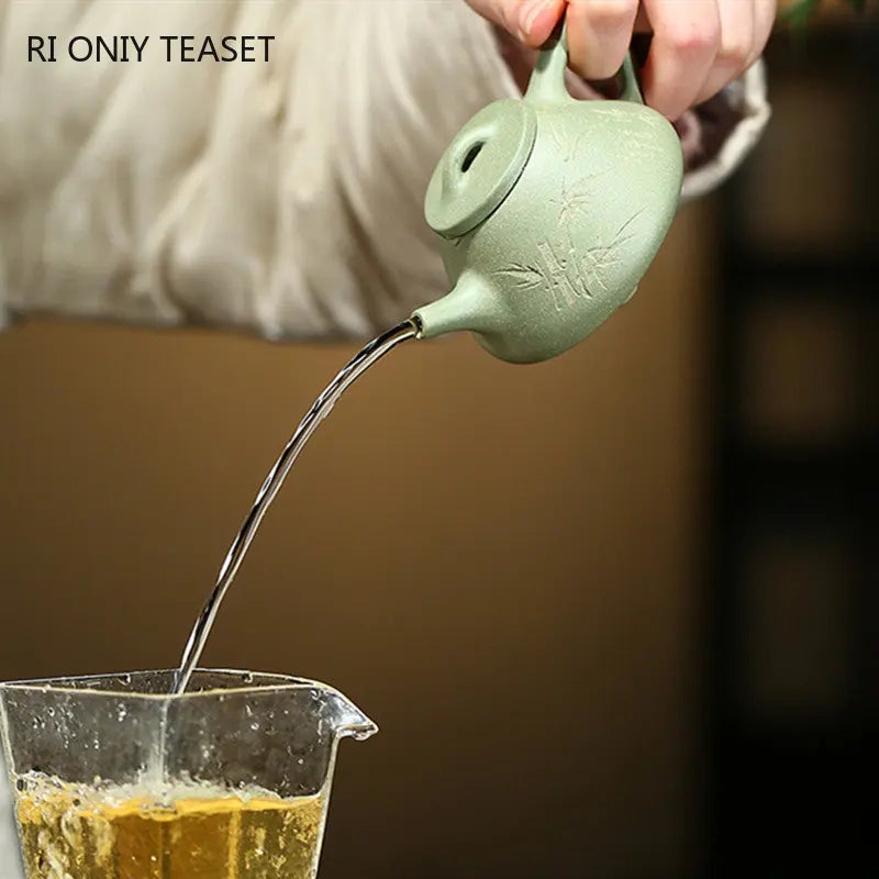 110ml classic Yixing Purple Clay Teapots Raw Ore bean green mud beauty Tea pot Household Stone scoop filter Kettle zisha Tea Set