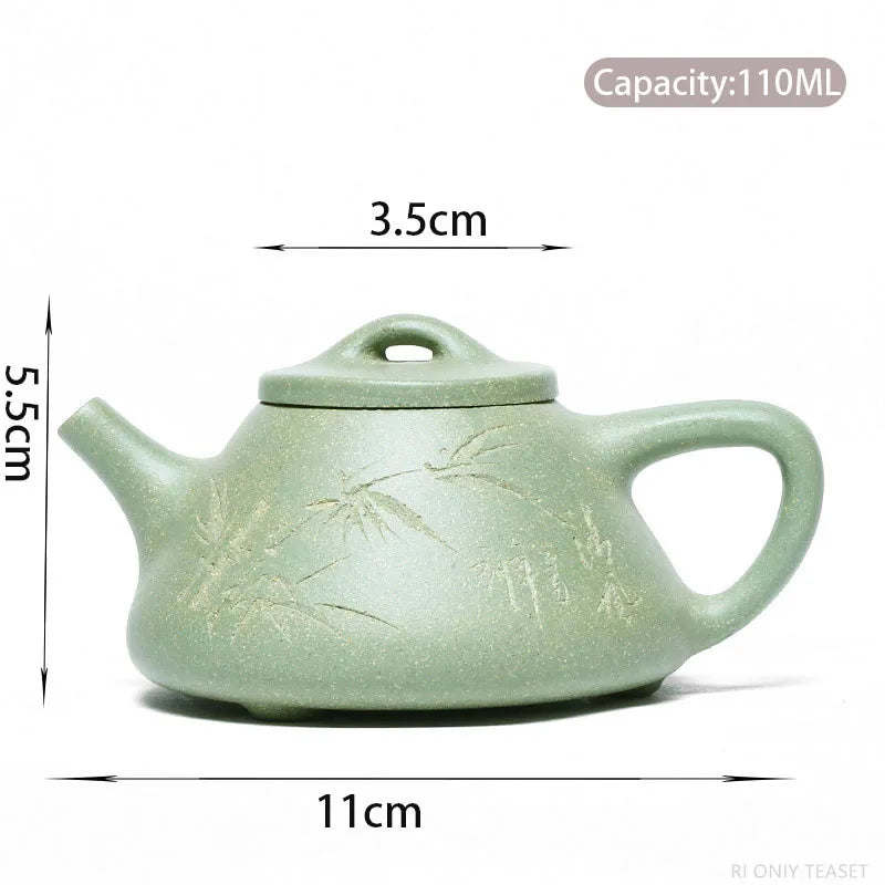 110ml classic Yixing Purple Clay Teapots Raw Ore bean green mud beauty Tea pot Household Stone scoop filter Kettle zisha Tea Set