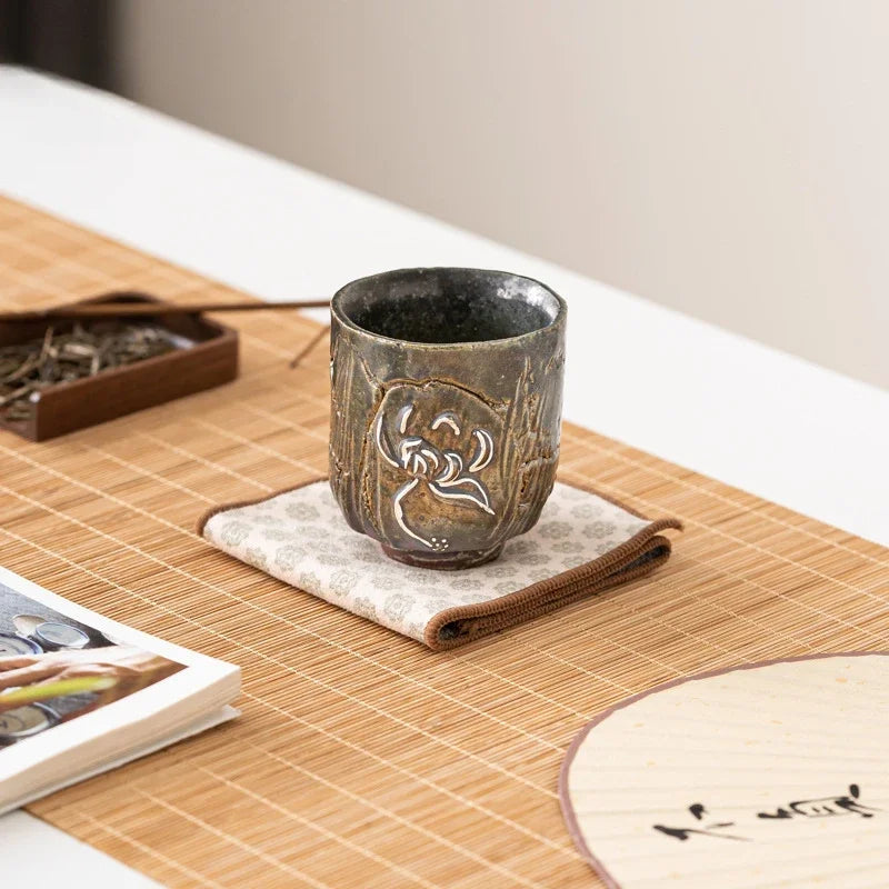 115ml Antique Clazed Silver Lotus Cups Japanese Kiln Fambe Household Large Capacity Luxury Ceramic Tea Master Single Cup Teaware