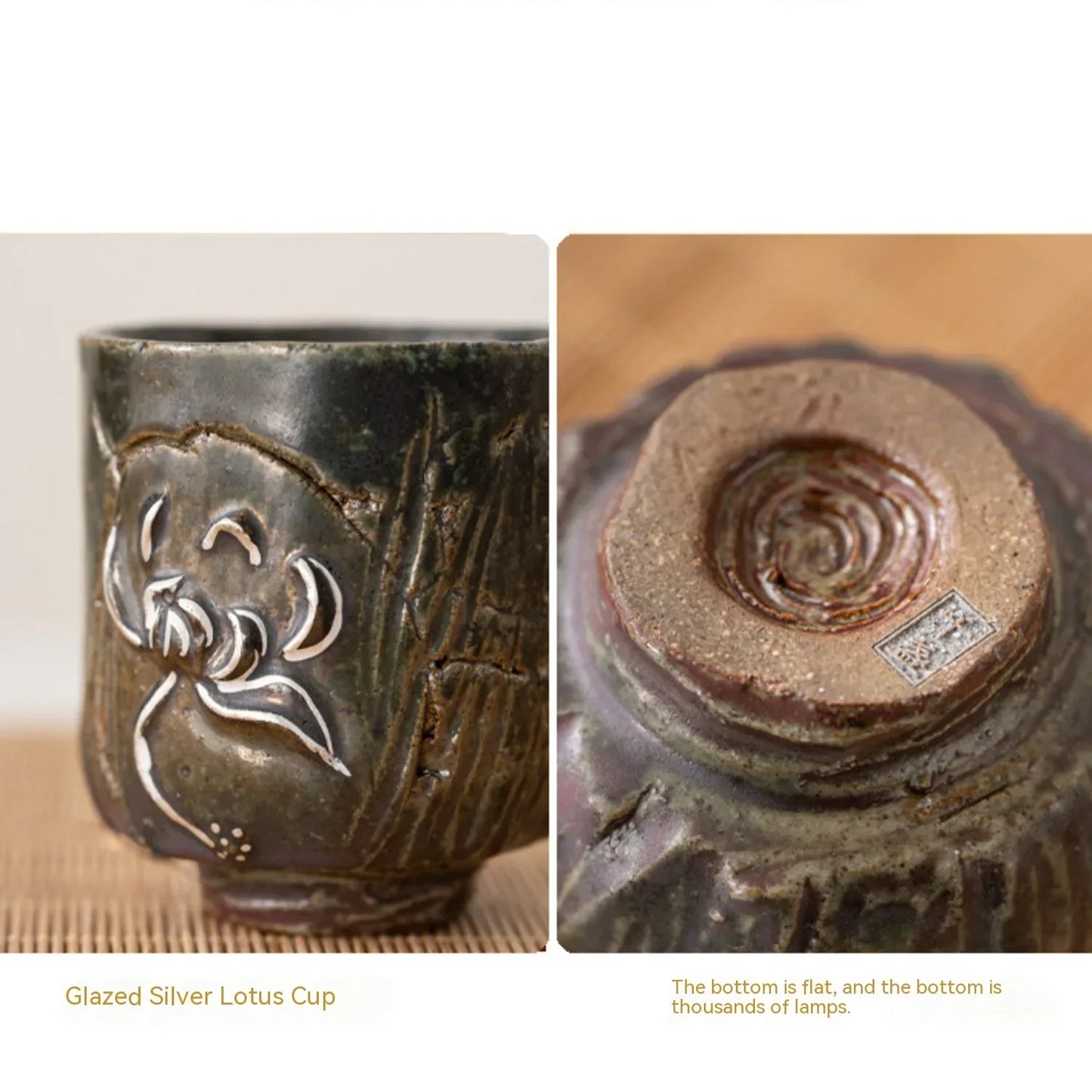 115ml Antique Clazed Silver Lotus Cups Japanese Kiln Fambe Household Large Capacity Luxury Ceramic Tea Master Single Cup Teaware