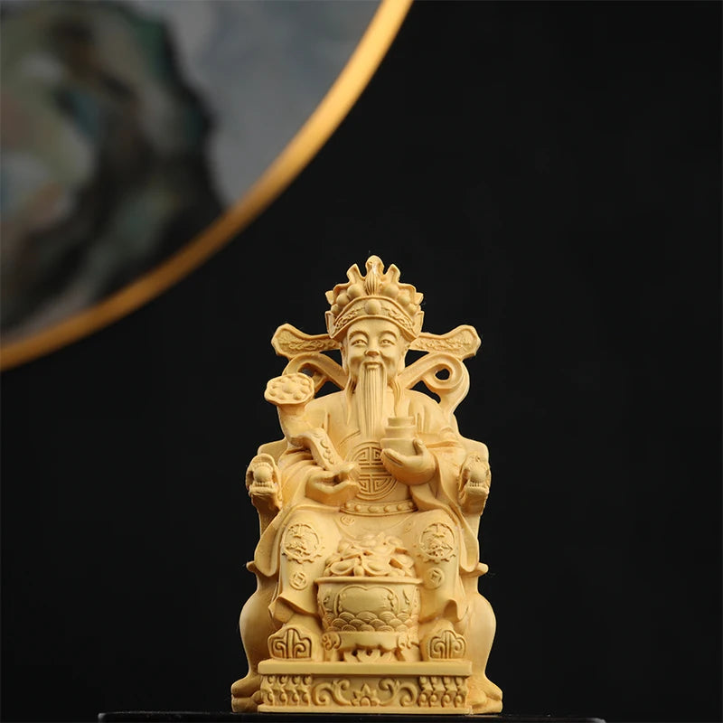 11cm Boxwood Wood Sculpture Real Wood Real Wood Feng Shui Collection Wood Statue Figure Statue Lucky
