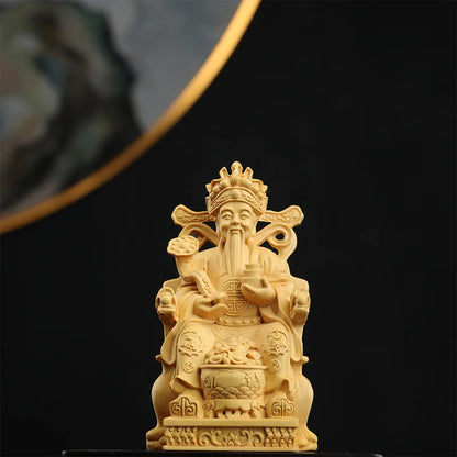 11cm Boxwood Wood Sculpture Real Wood Real Wood Feng Shui Collection Wood Statue Figure Statue Lucky
