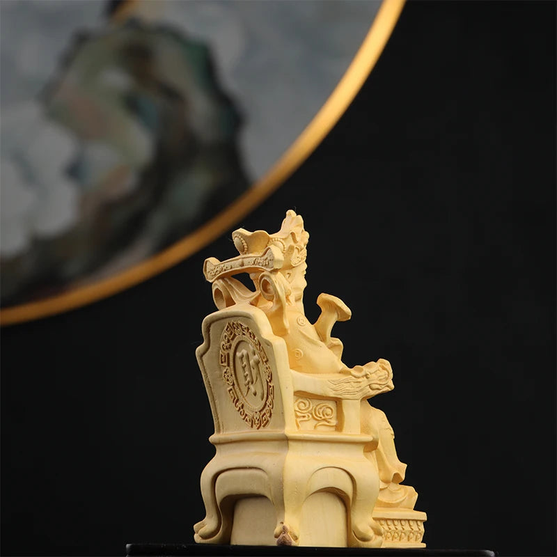 11cm Boxwood Wood Sculpture Real Wood Real Wood Feng Shui Collection Wood Statue Figure Statue Lucky