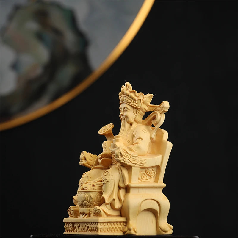 11cm Boxwood Wood Sculpture Real Wood Real Wood Feng Shui Collection Wood Statue Figure Statue Lucky