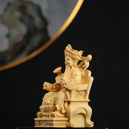 11cm Boxwood Wood Sculpture Real Wood Real Wood Feng Shui Collection Wood Statue Figure Statue Lucky