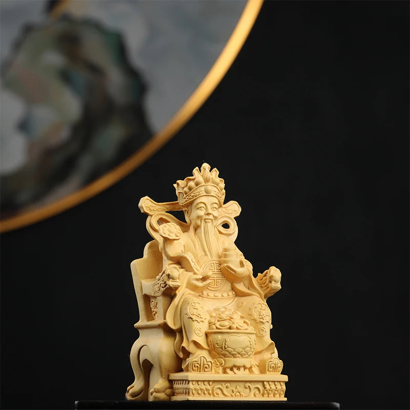 11cm Boxwood Wood Sculpture Real Wood Real Wood Feng Shui Collection Wood Statue Figure Statue Lucky