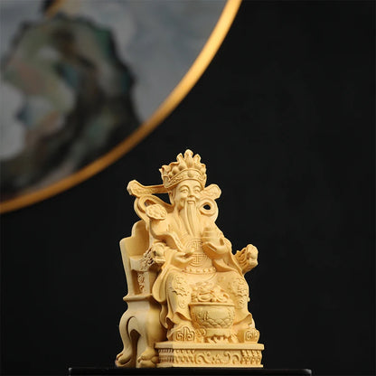 11cm Boxwood Wood Sculpture Real Wood Real Wood Feng Shui Collection Wood Statue Figure Statue Lucky