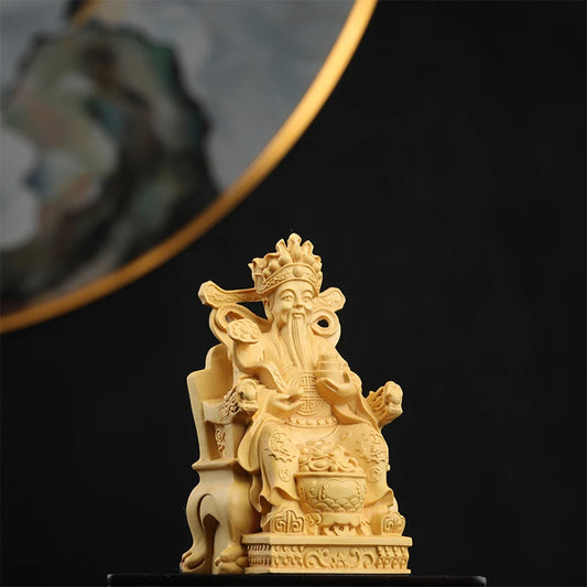 11cm Boxwood Wood Sculpture Real Wood Real Wood Feng Shui Collection Wood Statue Figure Statue Lucky