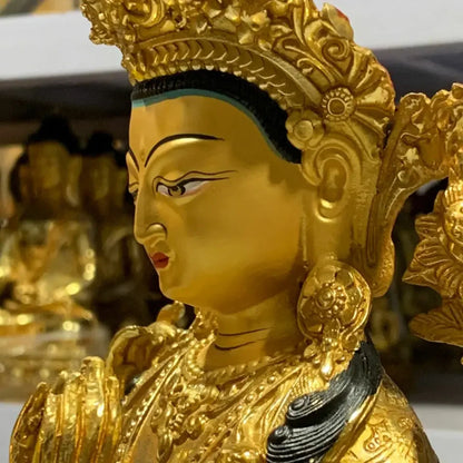 12"/30cm Genuine Bronze Gilt Chenrezig Guanyin 4 arms armed Kwan-yin Statues