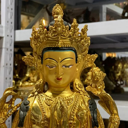 12"/30cm Genuine Bronze Gilt Chenrezig Guanyin 4 arms armed Kwan-yin Statues