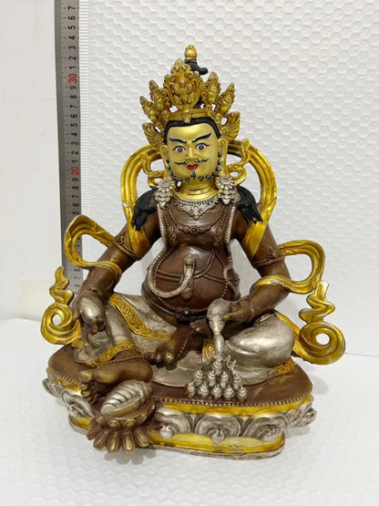 12" Home company bring business money High quality Tibet Nepal Buddhism gilding fortune god Yellow Jambhala Buddha COPPER statue