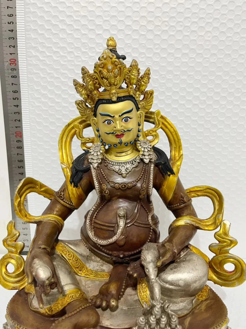 12" Home company bring business money High quality Tibet Nepal Buddhism gilding fortune god Yellow Jambhala Buddha COPPER statue