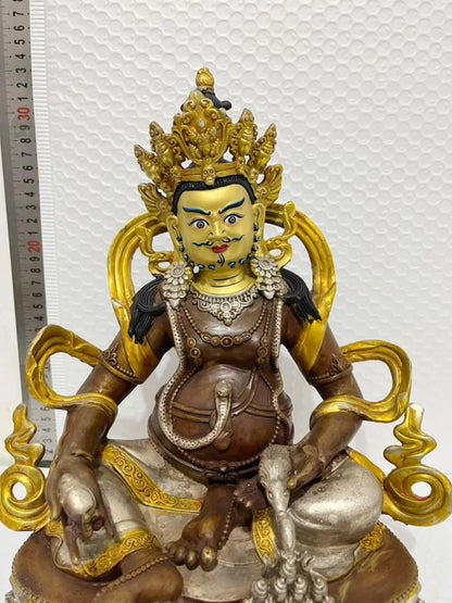 12" Home company bring business money High quality Tibet Nepal Buddhism gilding fortune god Yellow Jambhala Buddha COPPER statue