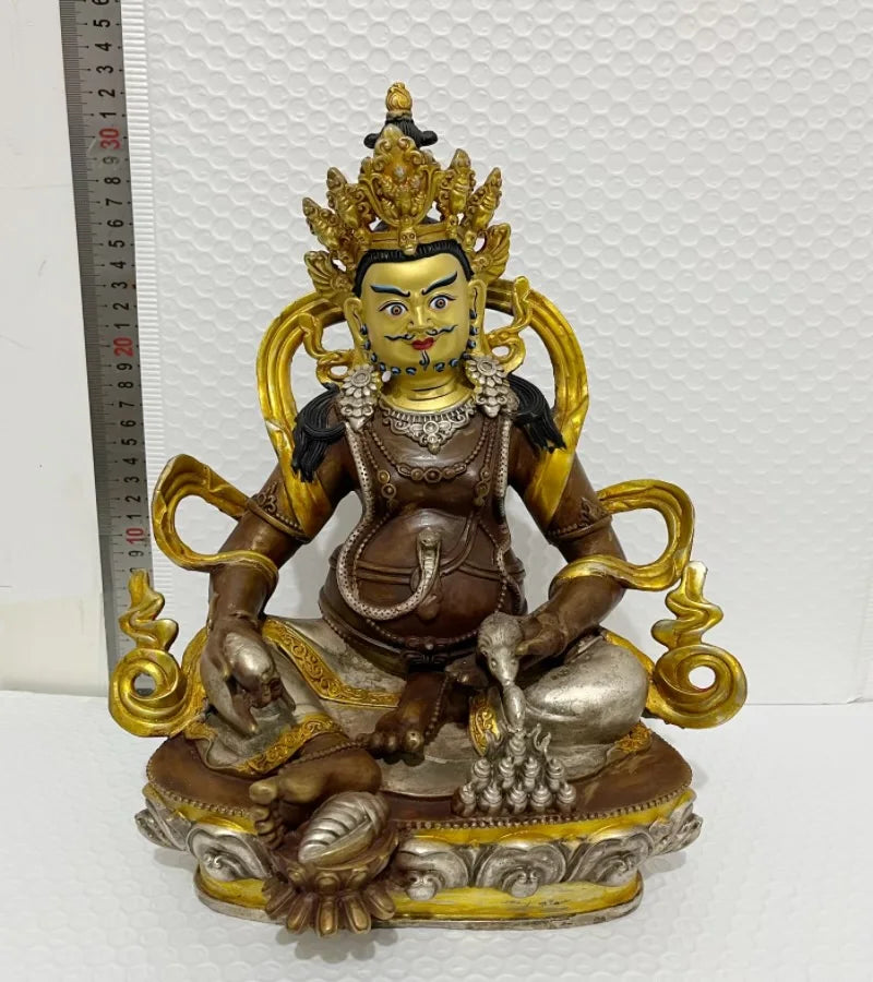 12" Home company bring business money High quality Tibet Nepal Buddhism gilding fortune god Yellow Jambhala Buddha COPPER statue