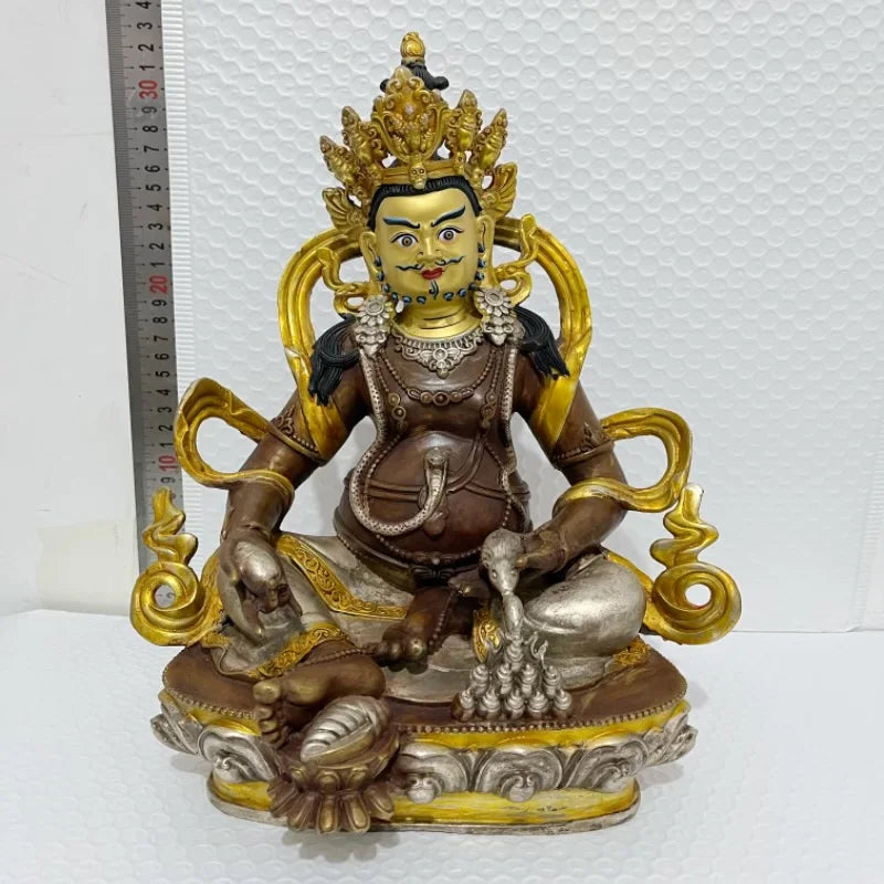 12" Home company bring business money High quality Tibet Nepal Buddhism gilding fortune god Yellow Jambhala Buddha COPPER statue