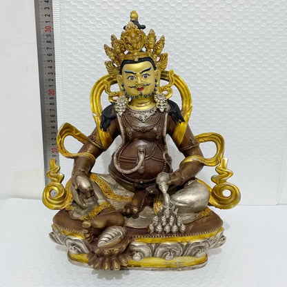 12" Home company bring business money High quality Tibet Nepal Buddhism gilding fortune god Yellow Jambhala Buddha COPPER statue