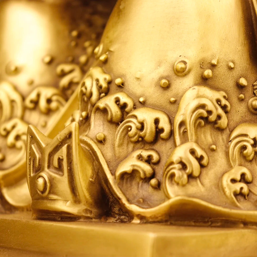12"Tibet Temple Collection Brass Dragon chair Yuanbao Coin God of Fortune God of Fortune arrives Gather fortune Worship Hall