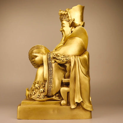 12"Tibet Temple Collection Brass Dragon chair Yuanbao Coin God of Fortune God of Fortune arrives Gather fortune Worship Hall