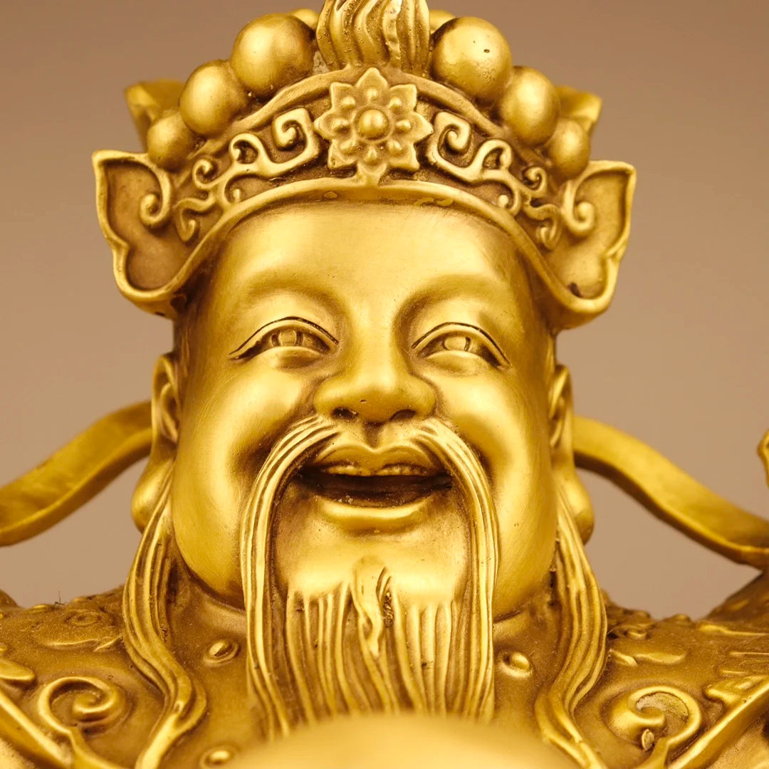 12"Tibet Temple Collection Brass Dragon chair Yuanbao Coin God of Fortune God of Fortune arrives Gather fortune Worship Hall