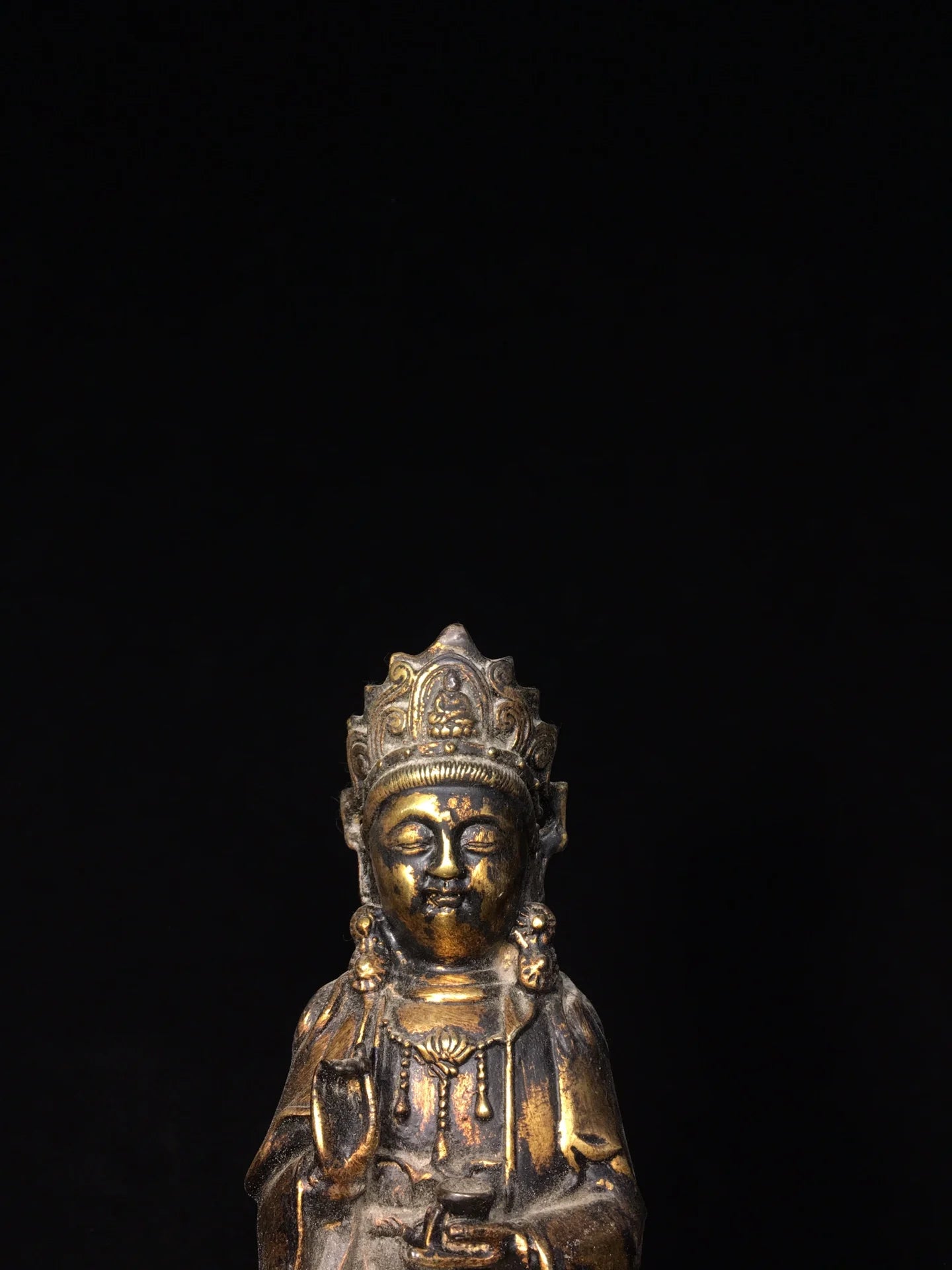 12"Tibet Temple Collection Old Bronze Cinnabar Mud gold Northern Wei Buddha Guanyin BodhisattvaLotus Platform Worship Hall