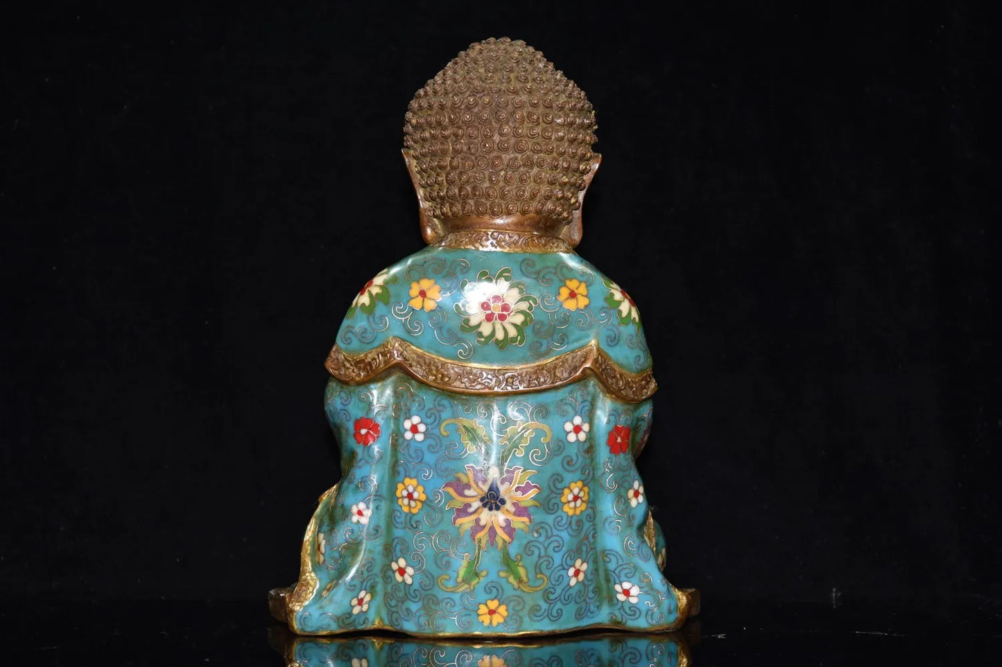 12"Tibet Temple Collection Old Bronze Cloisonne Enamel Baby buddha Sakyamuni Sitting Buddha Ornaments Town House Exorcism