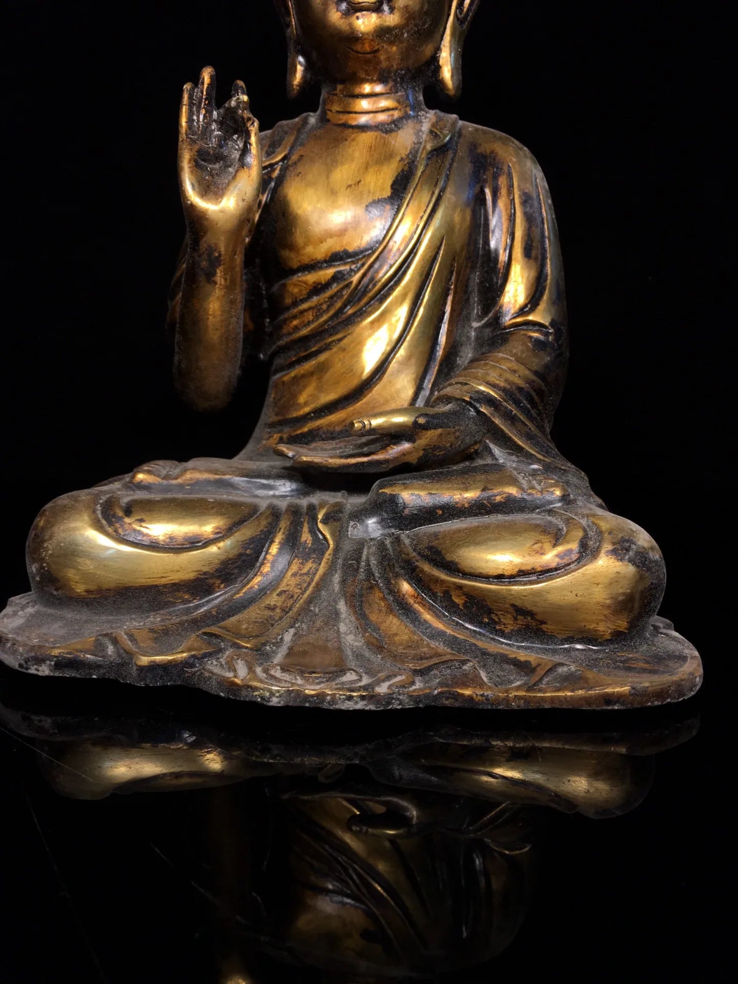 12"Tibet Temple Collection Old Bronze Gilded Cinnabar Da Ri Tathagata Buddha Sitting Buddha Amitabha Worship Hall Town house