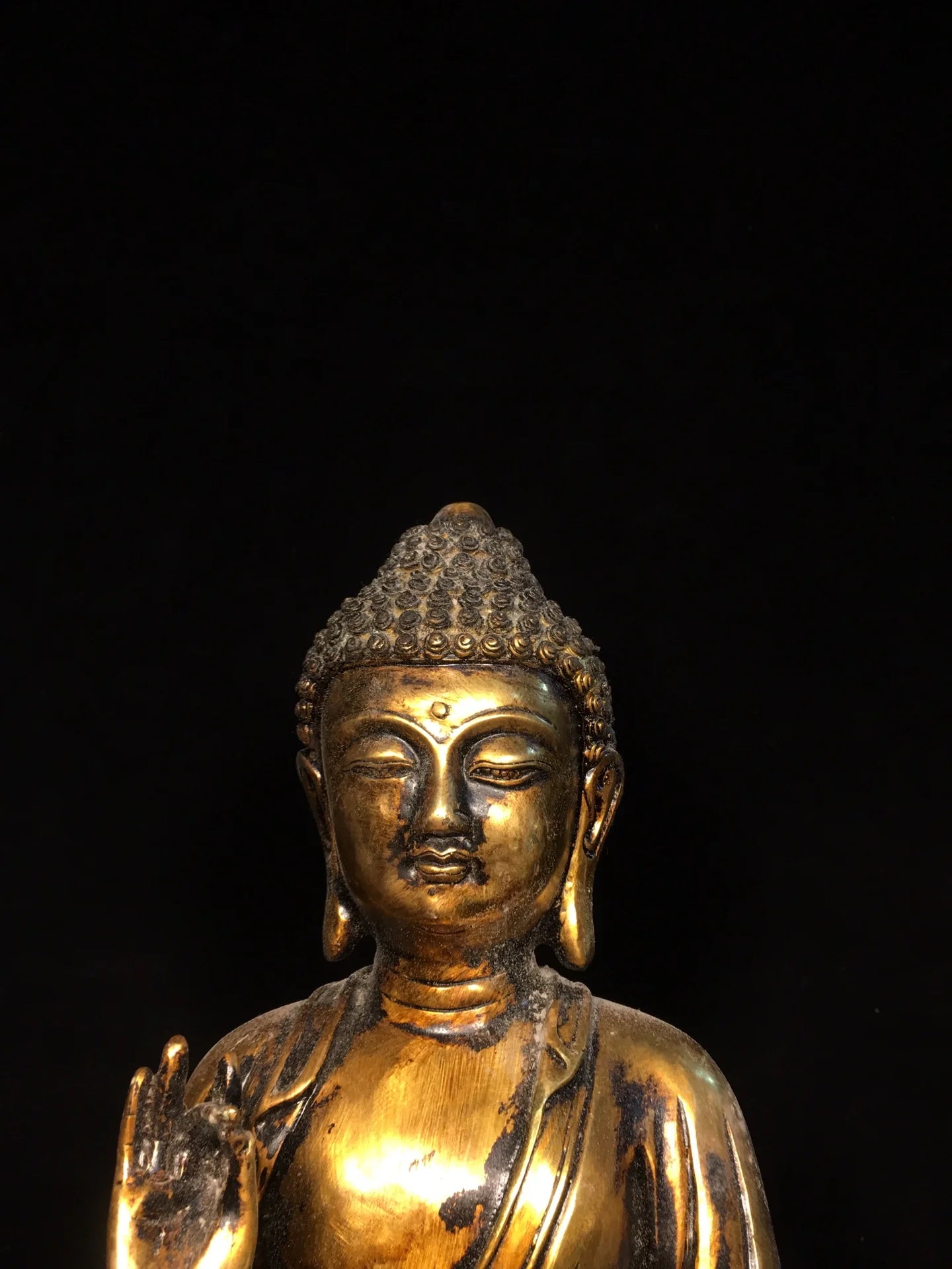 12"Tibet Temple Collection Old Bronze Gilded Cinnabar Da Ri Tathagata Buddha Sitting Buddha Amitabha Worship Hall Town house