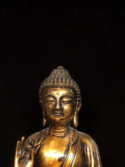 12"Tibet Temple Collection Old Bronze Gilded Cinnabar Da Ri Tathagata Buddha Sitting Buddha Amitabha Worship Hall Town house