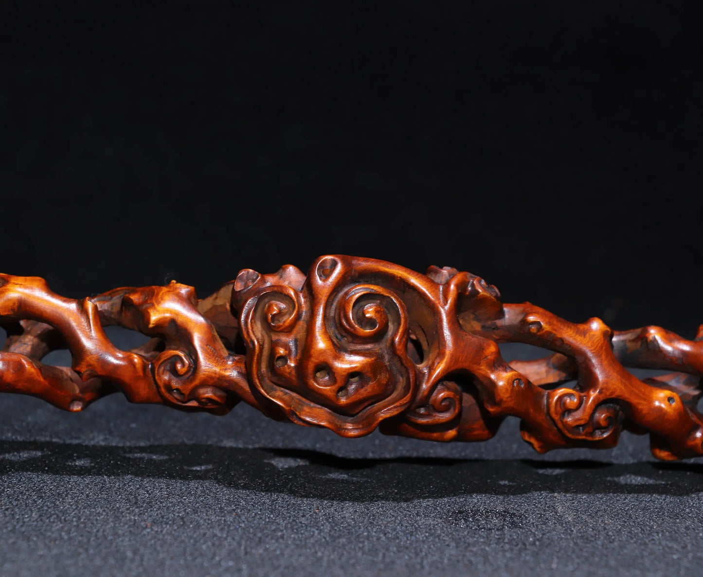 12"Tibetan Temple Collection Old Boxwood carved Ganoderma Lucidum ruyi Implication All wishes come true Ornaments Town House
