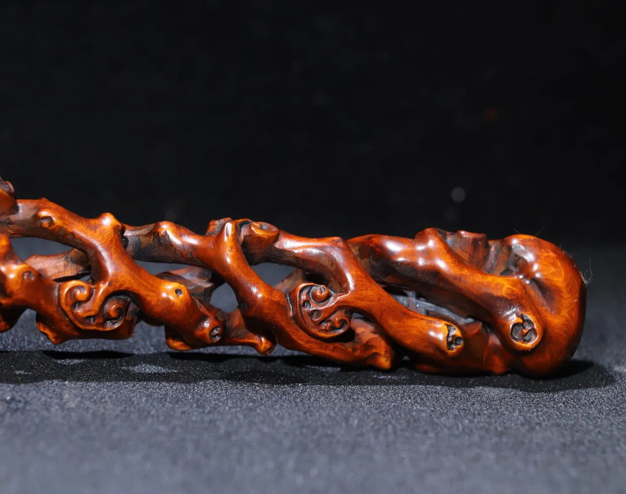 12"Tibetan Temple Collection Old Boxwood carved Ganoderma Lucidum ruyi Implication All wishes come true Ornaments Town House