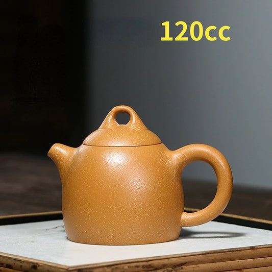 120CC Yixing Zisha Teapot Household Gold Segment Mud Handmade Qin Quan Sketch Raw Ore Teapot Tea Set