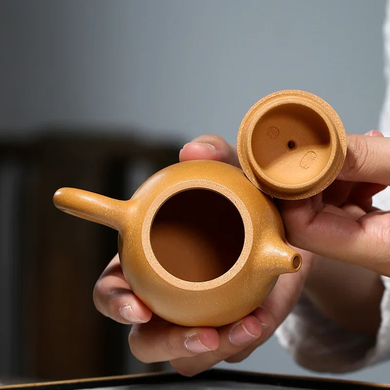 120CC Yixing Zisha Teapot Household Gold Segment Mud Handmade Qin Quan Sketch Raw Ore Teapot Tea Set
